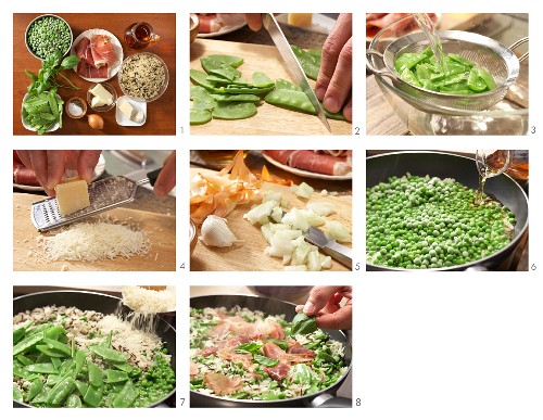 How to prepare wild rice with peas and Parma ham