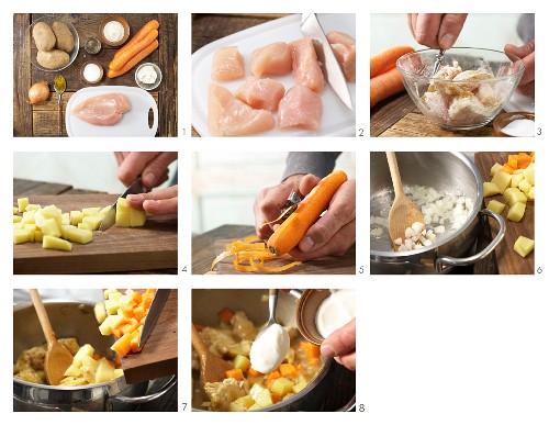 How to prepare chicken curry with carrots and potatoes