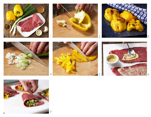 How to prepare beef pockets filled with pepper and leek