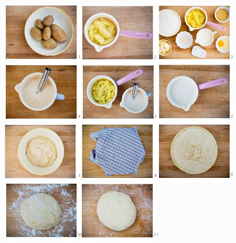 Potato buns being made