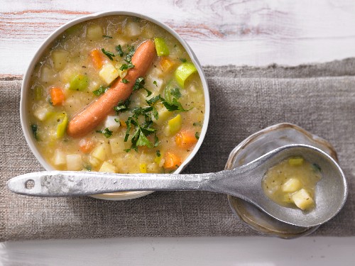 Potato soup with sausages