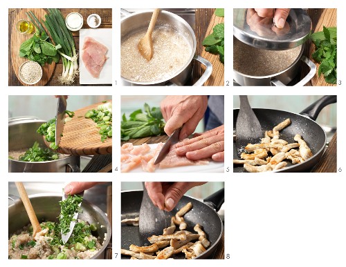 How to prepare buckwheat and herb porridge with turkey strips and yoghurt