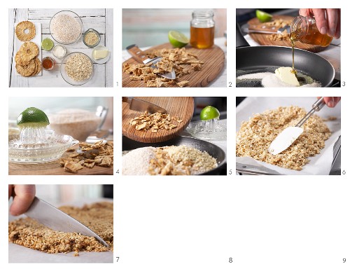 How to prepare pineapple and amaranth bars with porridge oats and almonds
