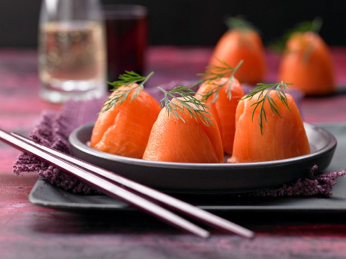 Sushi cones with salmon