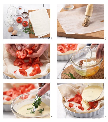 How to prepare a cream cheese tart with tomato and mint