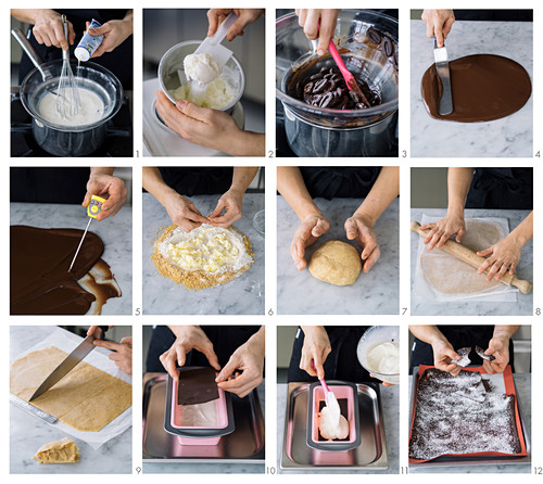 Vanilleeiskuchen mit Schokolade und Haselnuss zubereiten