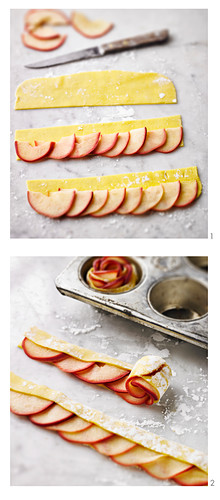 Apfelrosentarte zubereiten
