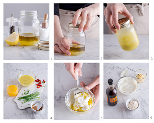 Zitronenvinaigrette und Joghurtdressing zubereiten