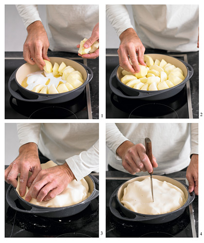 Preparing tarte tatin