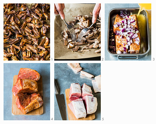 Tacos carnitas from Mexico being made