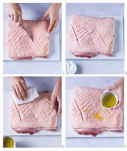 Preparing pork belly
