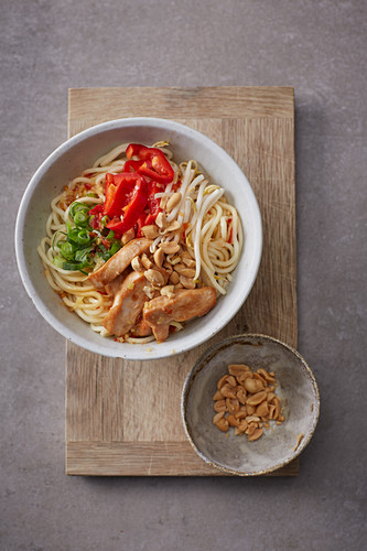 Oriental noodle bowl with chicken