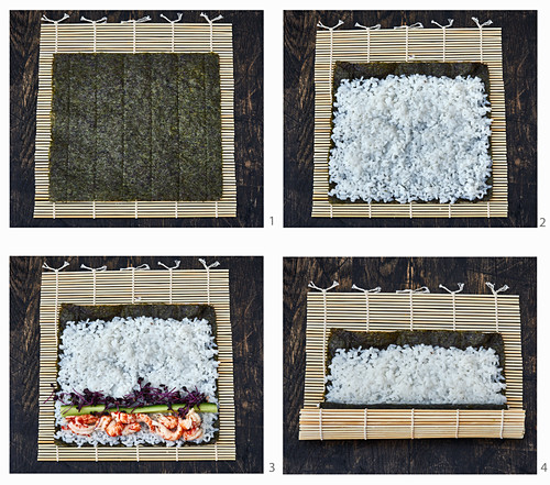 Maki-Sushi mit Flußkrebsen zubereiten