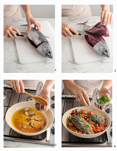 Thunfisch nach Camoglina-Art zubereiten