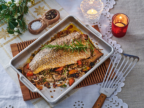 Christmas carp with stuffing