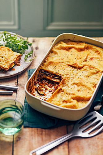 Vegetable-packed lasagne