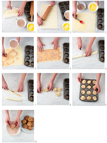 Cruffins being made from ready-made puff pastry