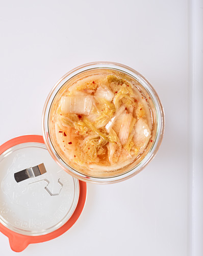 Kimchi in a preserving jar