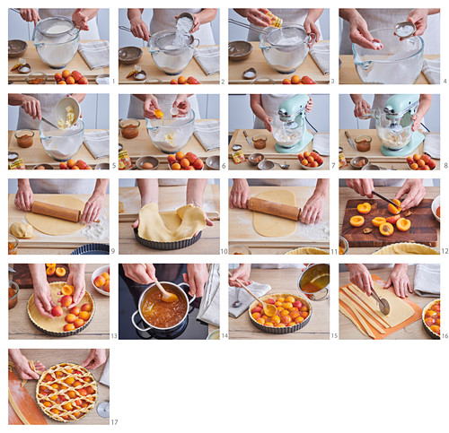 Aprikosenkuchen mit Teiggitter zubereiten