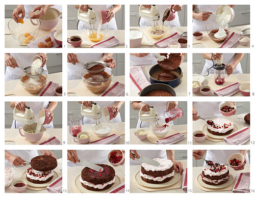 Chocolate cake with currant cream - step by step