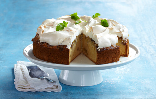 Vietnamese banana cake with a snow crust