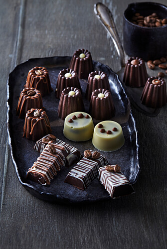 Chocolate pralines with caffee filling