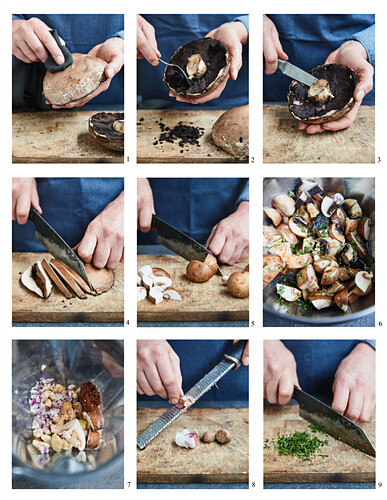 Preparing mushrooms with vegan cashew cream sauce