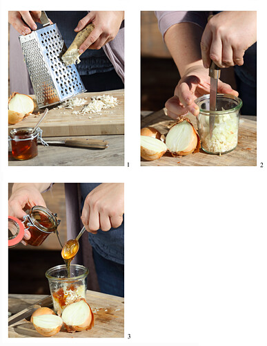 Making onion-horseradish syrup