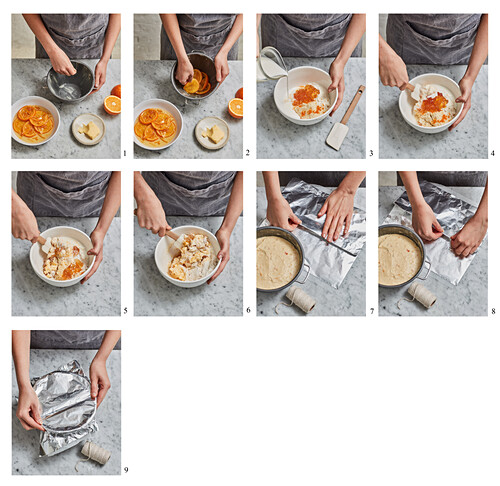 Preparing steamed orange pudding