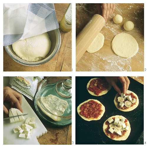 Preparing tomato tartlets with brie