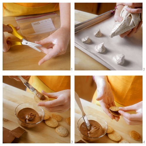 Making chocolate nut cookies