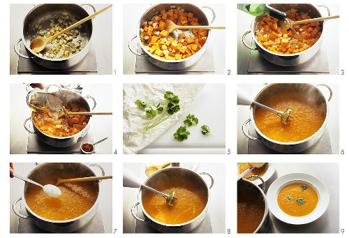 Kürbissuppe zubereiten