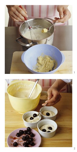 Making marzipan cherry soufflé