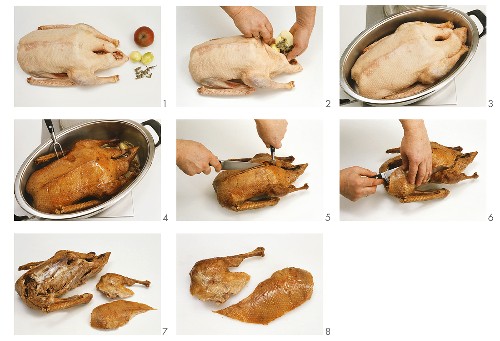 Preparing roast goose