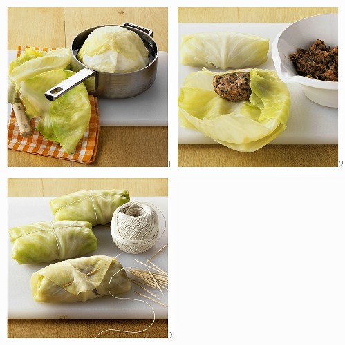 Making stuffed cabbage leaves