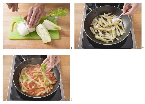 Preparing and cooking fennel and tomatoes