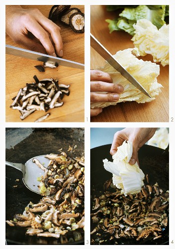 Making Vietnamese stir-fry with mushrooms