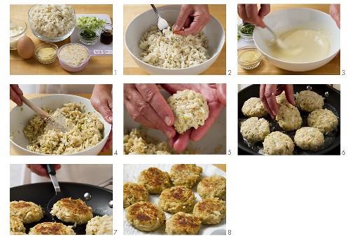 Crab cakes being made