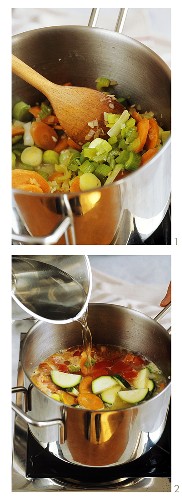 Gemüsesuppe zubereiten