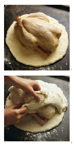 Covering chicken in salt dough