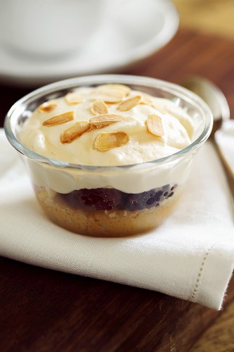 Making a layered berry and mascarpone dessert