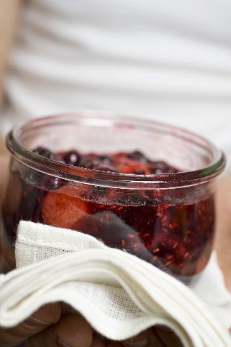 Berry jam in a jar