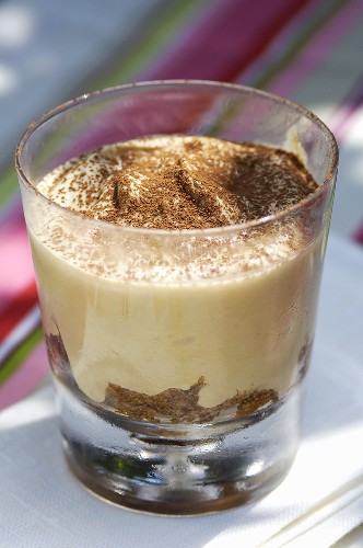 Tiramisu ice cream in glass