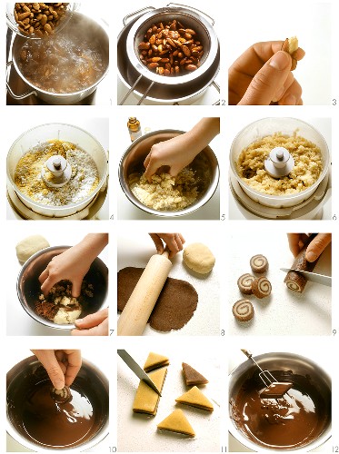 Making marzipan chocolates