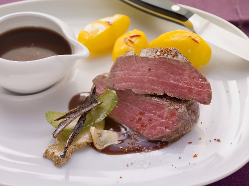 Beef fillet steak with red wine sauce