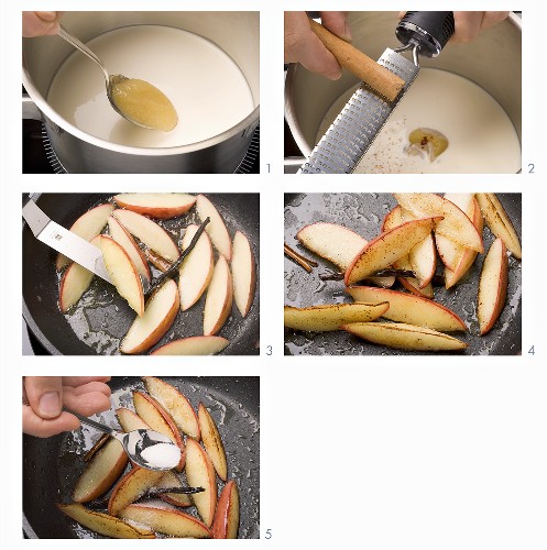 Äpfel mit Zimt und Sahne zubereiten