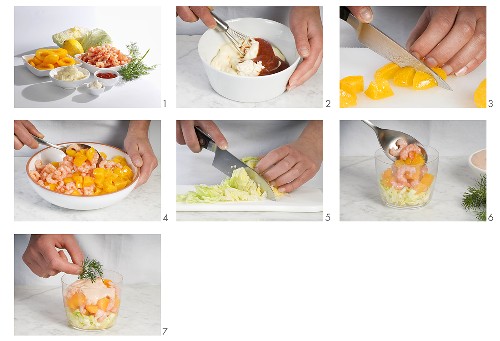 Making shrimp cocktail with apricots