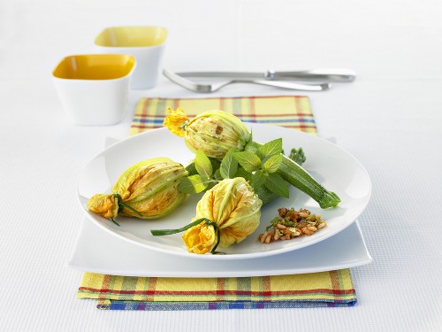 Courgette flowers with rice stuffing