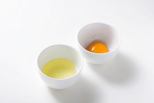 Egg white and egg yolk, separated