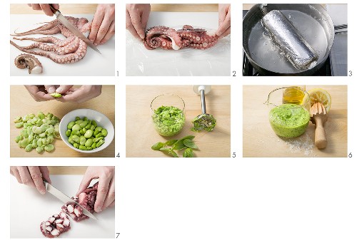 Making polpo con fagioli (octopus with bean puree), Friuli